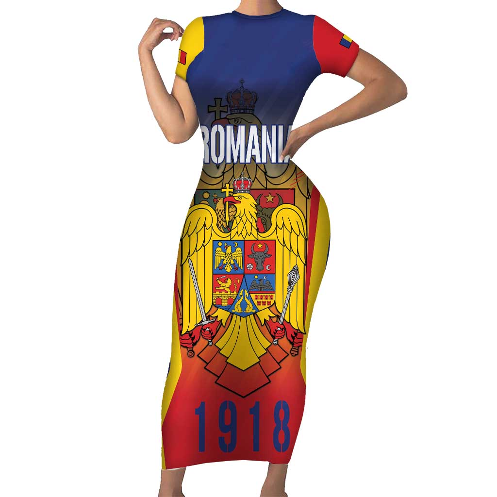 Personalized Romania Unification Day Short Sleeve Bodycon Dress Ziua Marii Uniri Since 1918 Dynamic Style - Wonder Print Shop