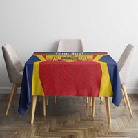 Personalized Romania Unification Day tablecloth with crest and custom text in center