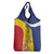 Personalized Romania Great White Pelican Grocery Bag With Rosa Canina