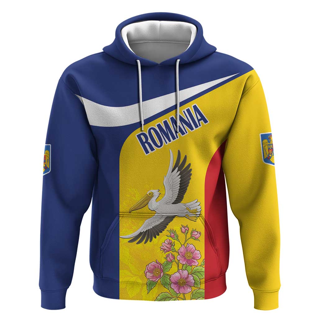 Personalized Romania Great White Pelican Hoodie With Rosa Canina - Wonder Print Shop