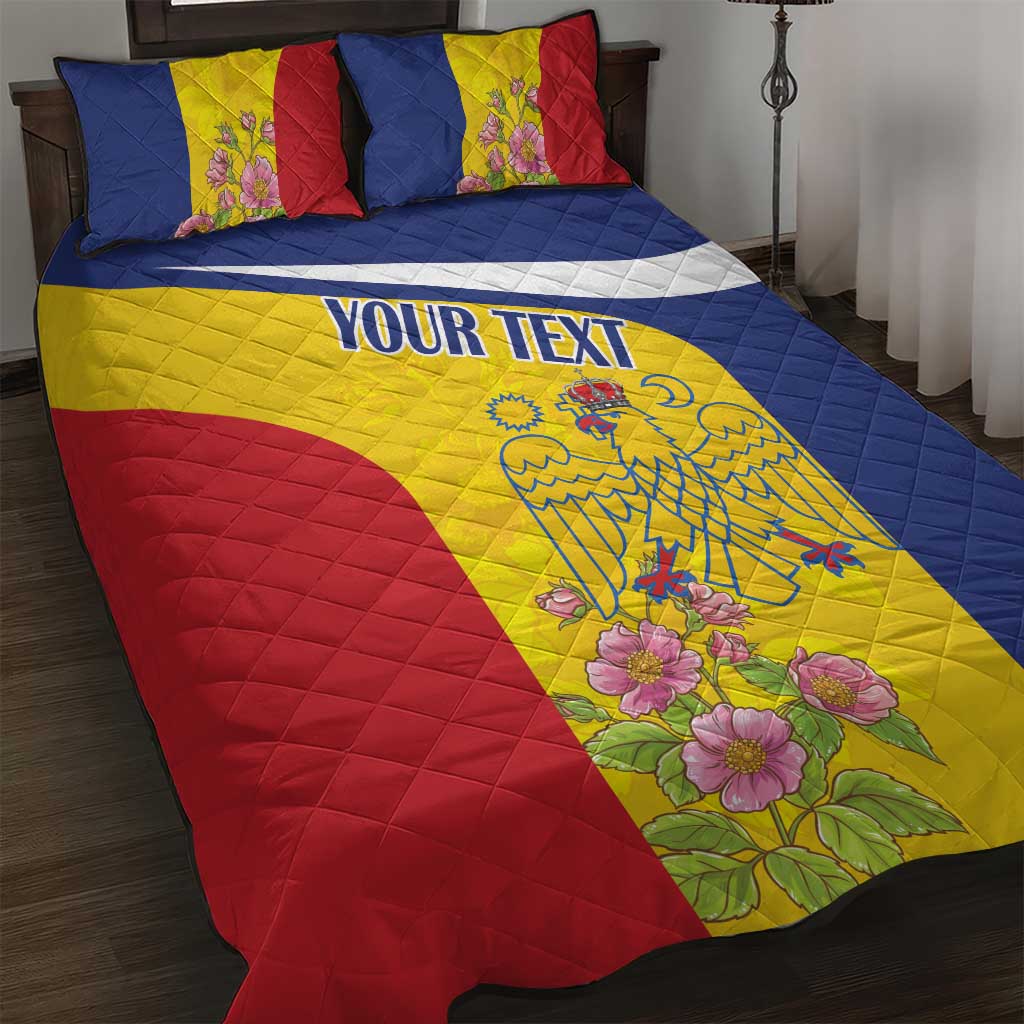 Personalized Romania Great White Pelican Quilt Bed Set With Rosa Canina - Wonder Print Shop