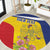 Personalized Romania Great White Pelican Round Carpet With Rosa Canina