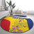 Personalized Romania Great White Pelican Round Carpet With Rosa Canina