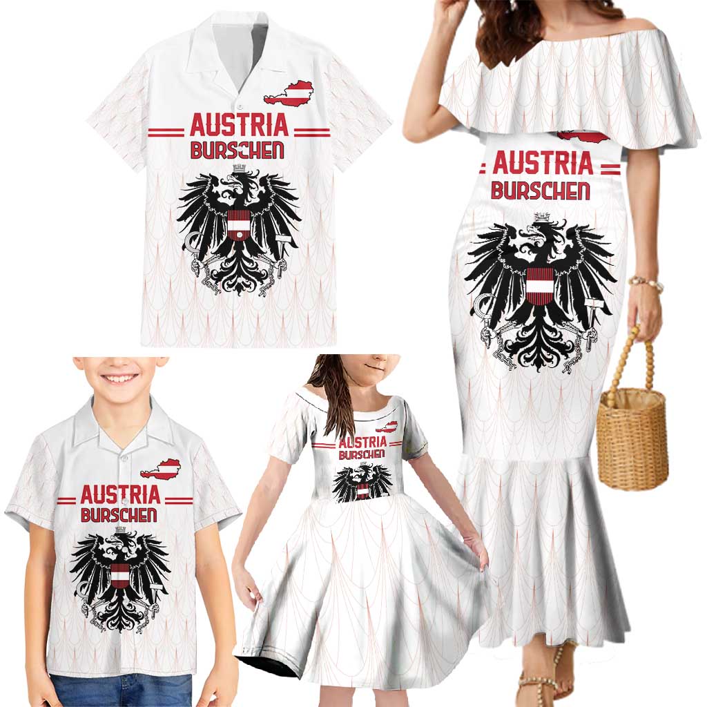 Custom Austria Football Family Matching Mermaid Dress and Hawaiian Shirt Das Team Go Champions