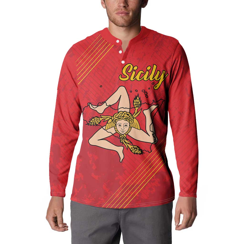 Personalized Bandiera della Sicilia Button Sweatshirt Sporty Style