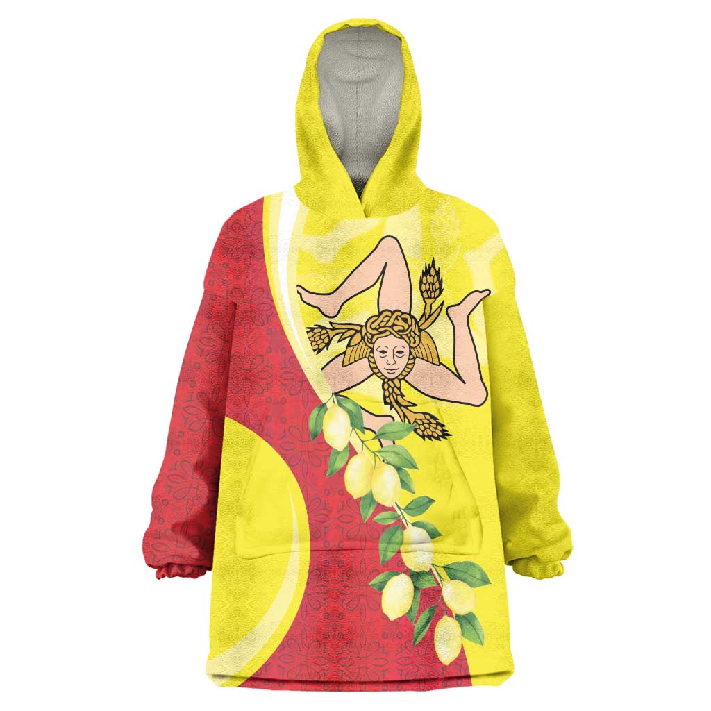 La Sicilia Wearable Blanket Hoodie Bandiera della Sicilia Motif