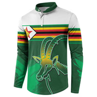 Zimbabwe Rugby Personalized Button Sweatshirt Charging Sables Spirit