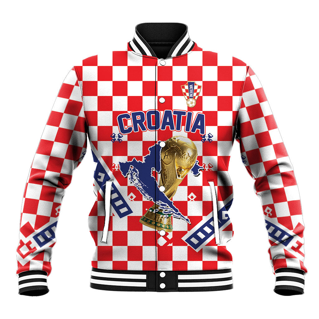 Custom World Football Croatia Baseball Jacket Fearless Red Check Power