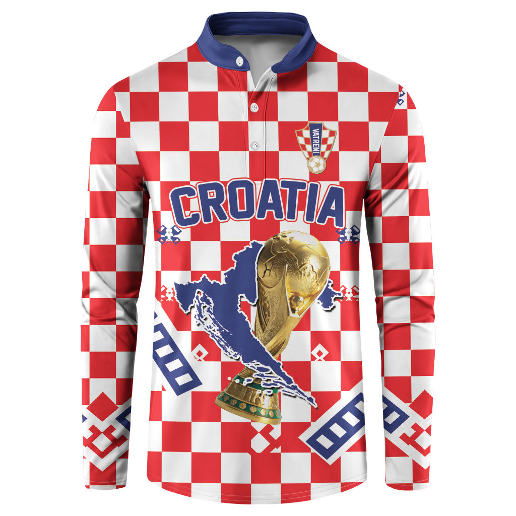 Custom World Football Croatia Button Sweatshirt Fearless Red Check Power