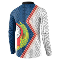 Button sweatshirt back with blue-and-white patterns and Cape Verde flag emblem
