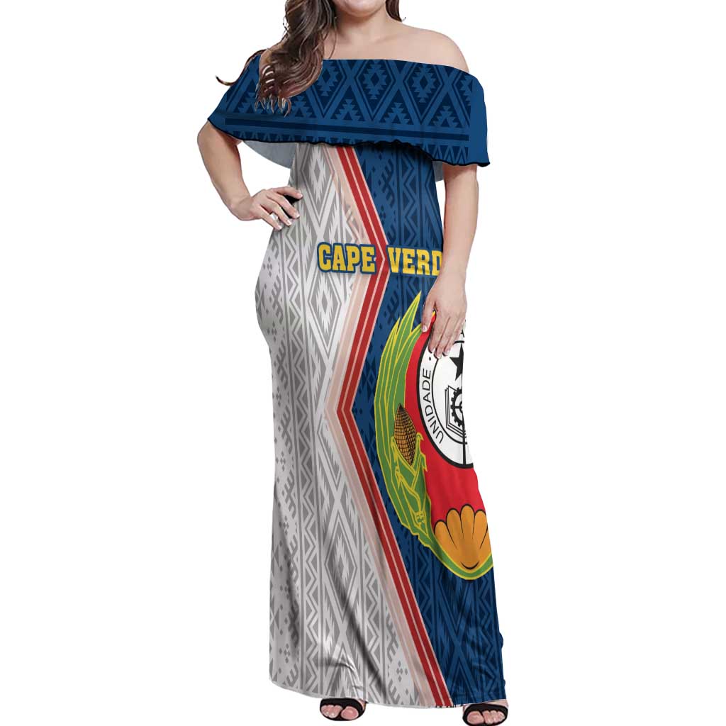 Cape Verde Off Shoulder Maxi Dress Verde Coat Of Arms And Pattern - Wonder Print Shop