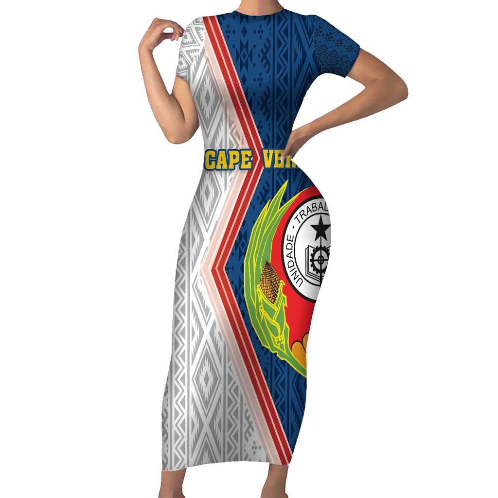 Cape Verde Short Sleeve Bodycon Dress Verde Coat Of Arms And Pattern - Wonder Print Shop