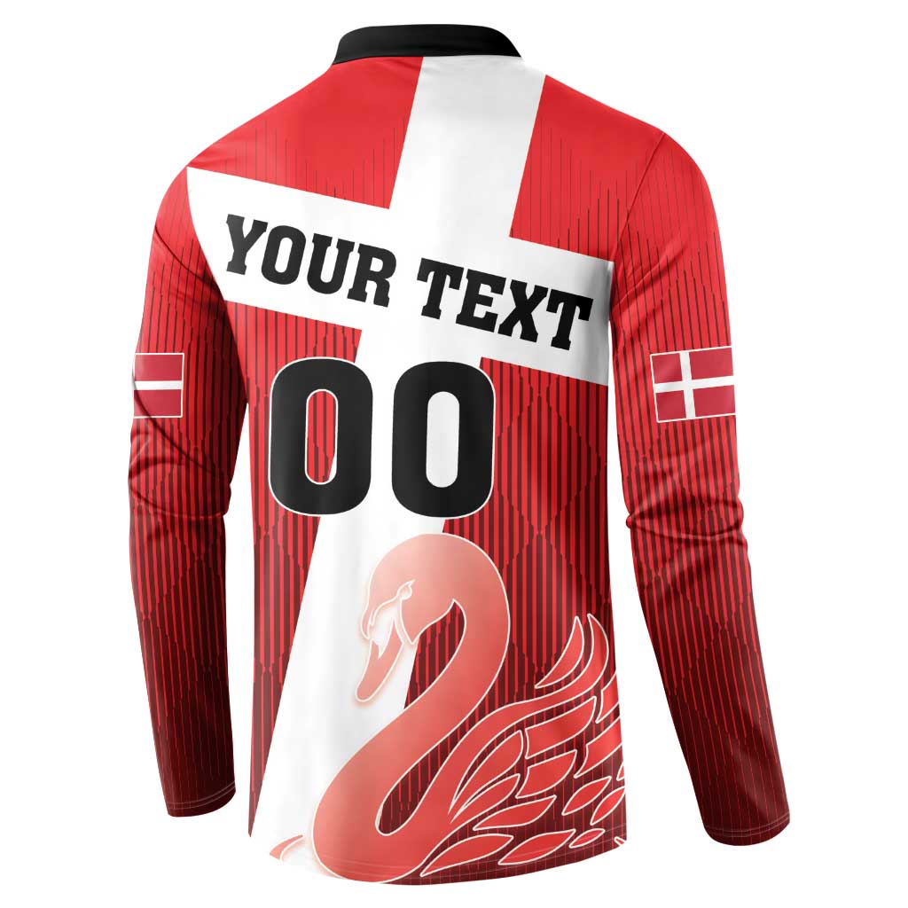Red football button sweatshirt back with YOUR TEXT, 00 and 2, swan wing design