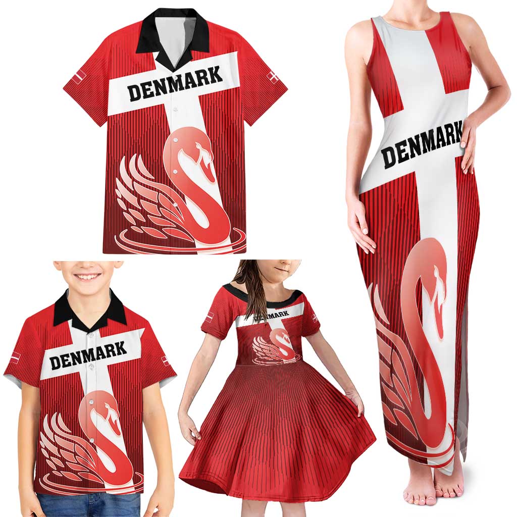 Custom Denmark Football Family Matching Tank Maxi Dress and Hawaiian Shirt Mute Swan - Wonder Print Shop