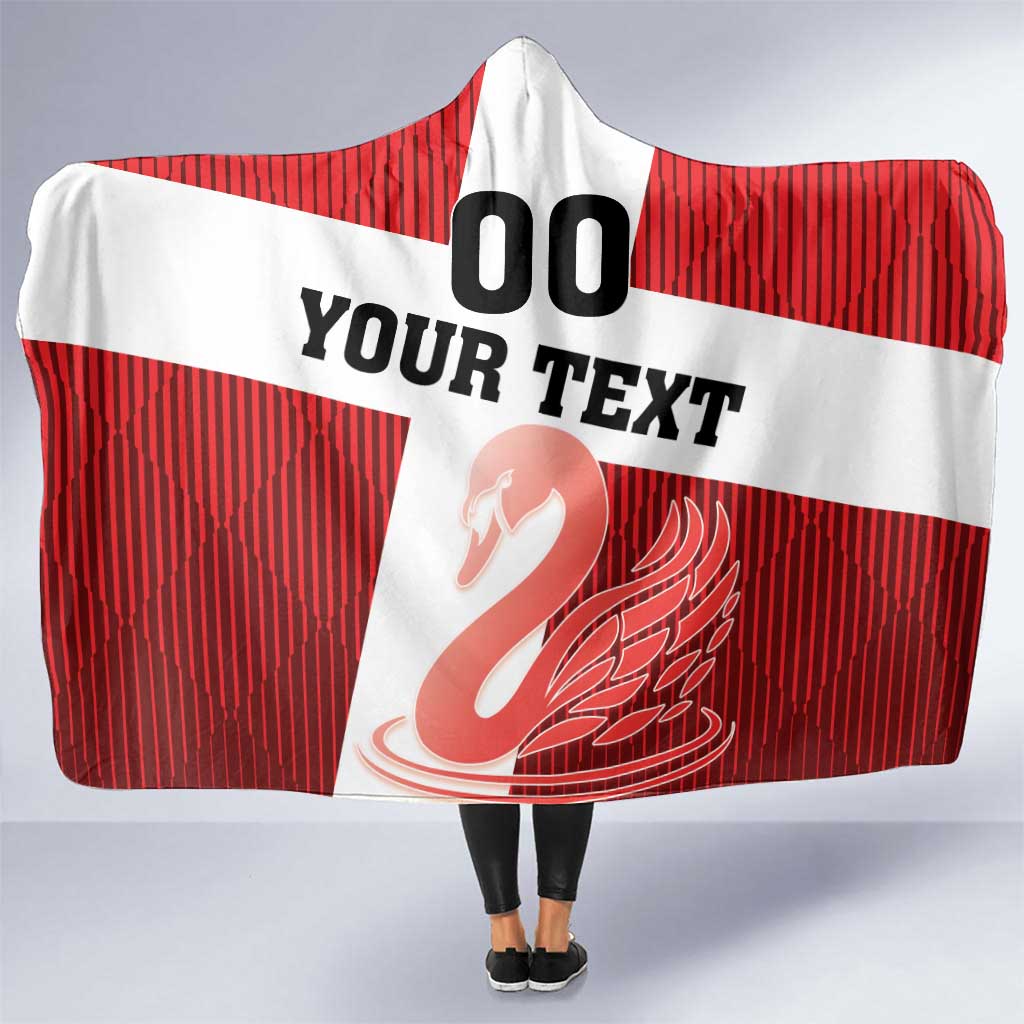 Custom Denmark Football Hooded Blanket Mute Swan