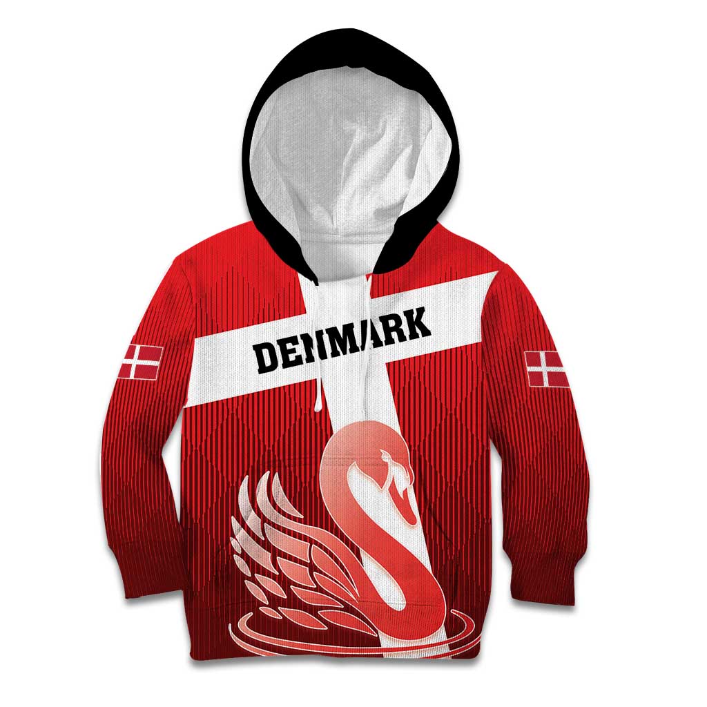 Custom Denmark Football Kid Hoodie Mute Swan - Wonder Print Shop