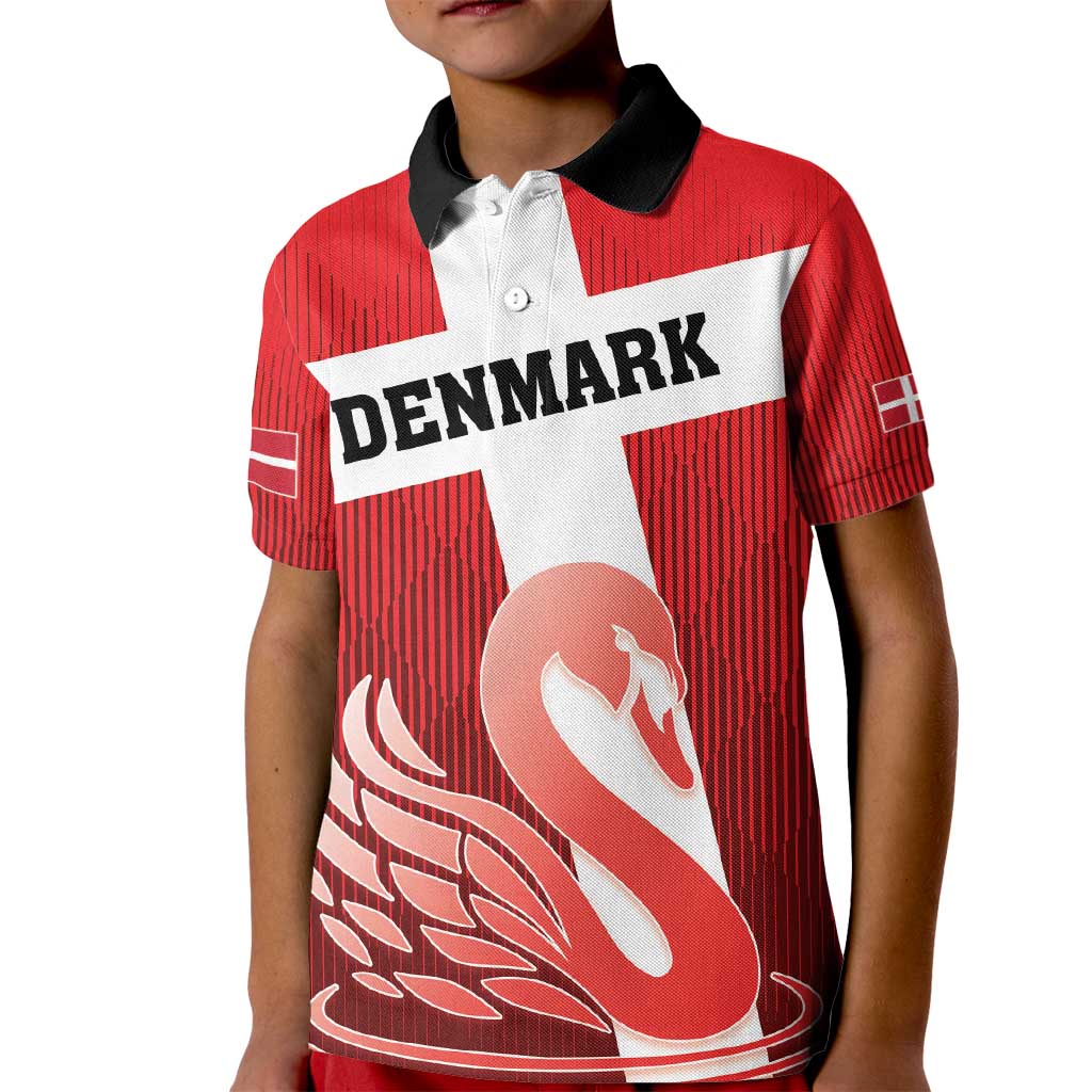 Custom Denmark Football Kid Polo Shirt Mute Swan - Wonder Print Shop