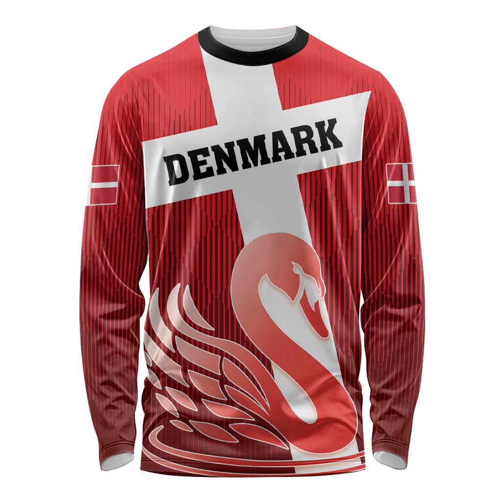 Custom Denmark Football Long Sleeve Shirt Mute Swan - Wonder Print Shop