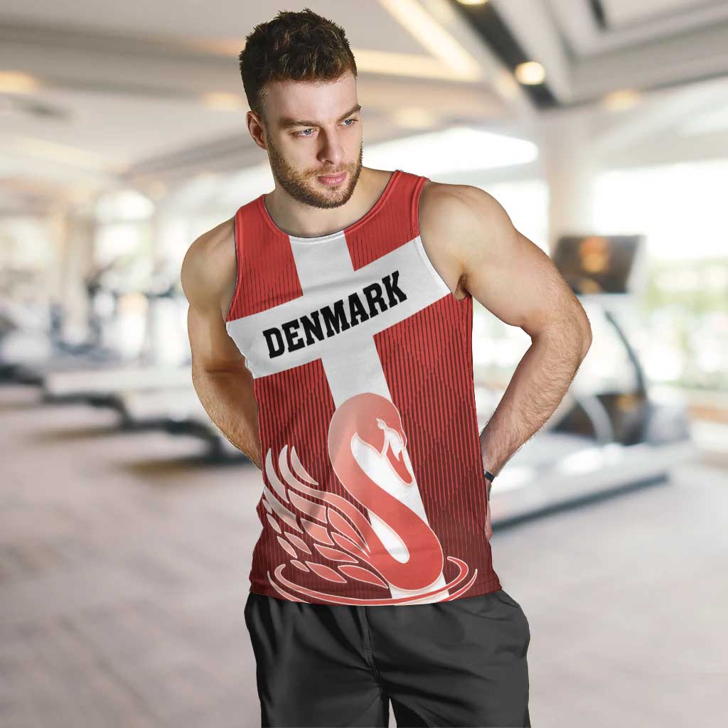 Custom Denmark Football Men Tank Top Mute Swan - Wonder Print Shop