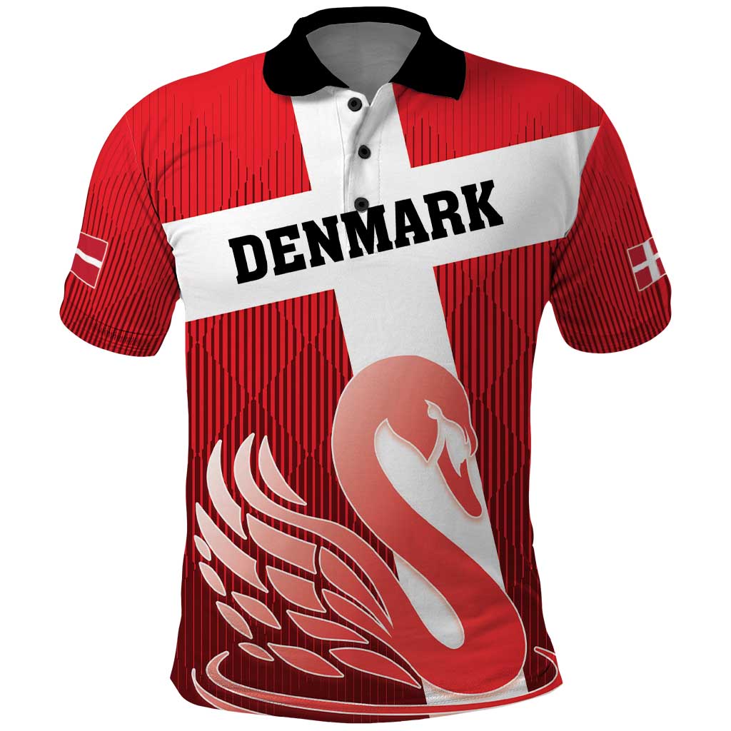 Custom Denmark Football Polo Shirt Mute Swan - Wonder Print Shop