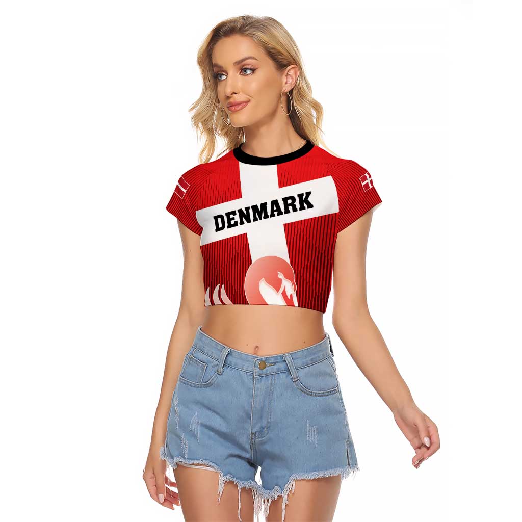 Custom Denmark Football Raglan Cropped T Shirt Mute Swan