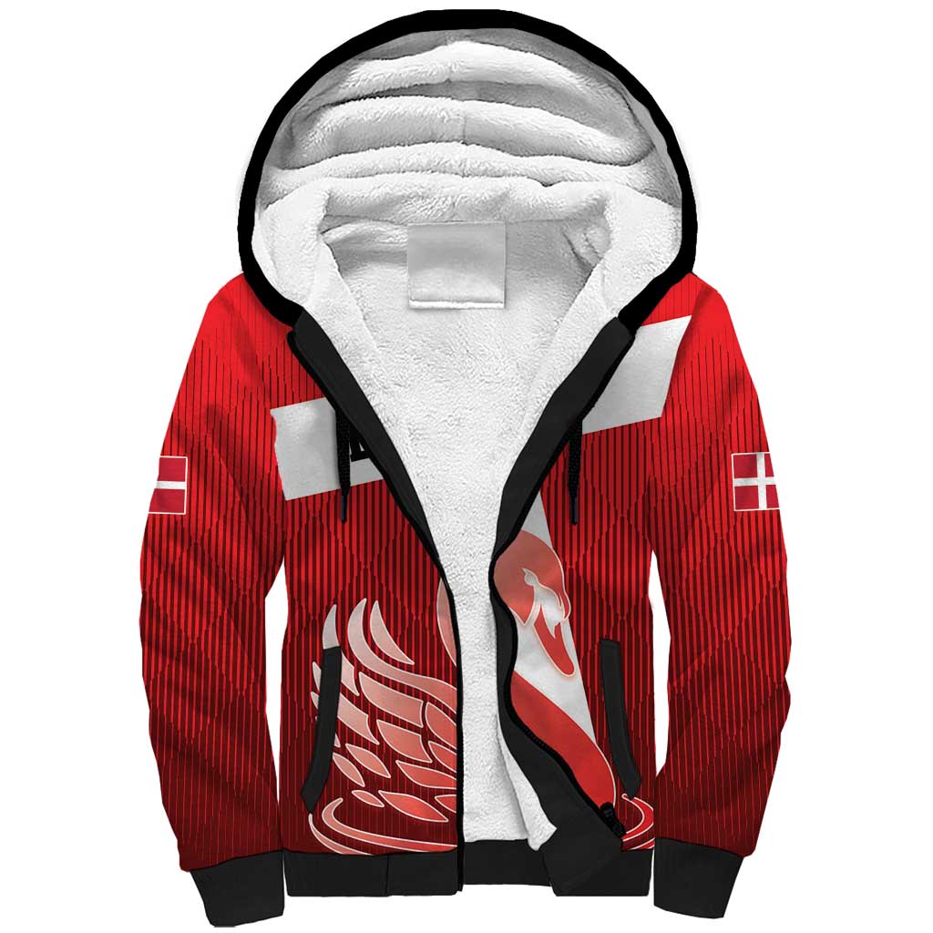 Custom Denmark Football Sherpa Hoodie Mute Swan - Wonder Print Shop