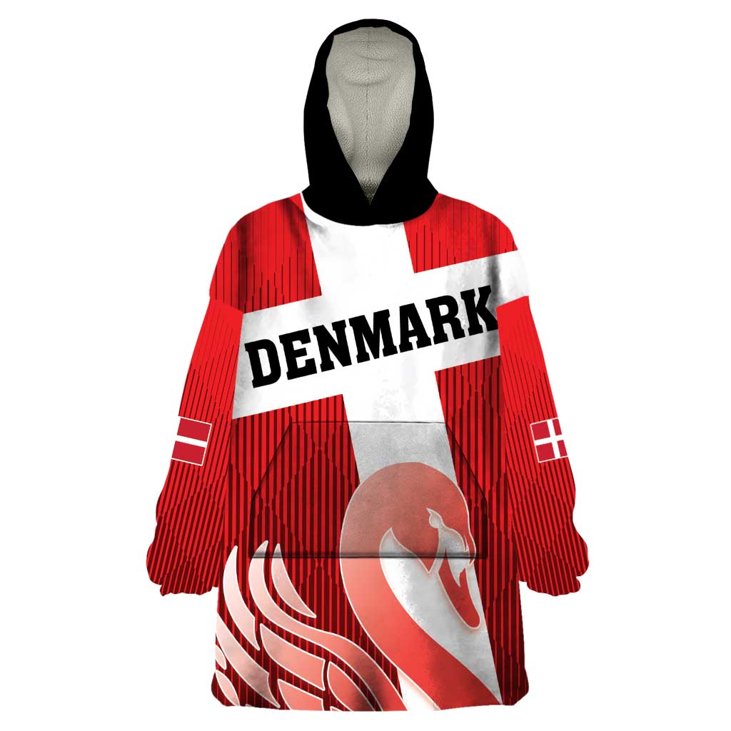 Custom Denmark Football Wearable Blanket Hoodie Mute Swan