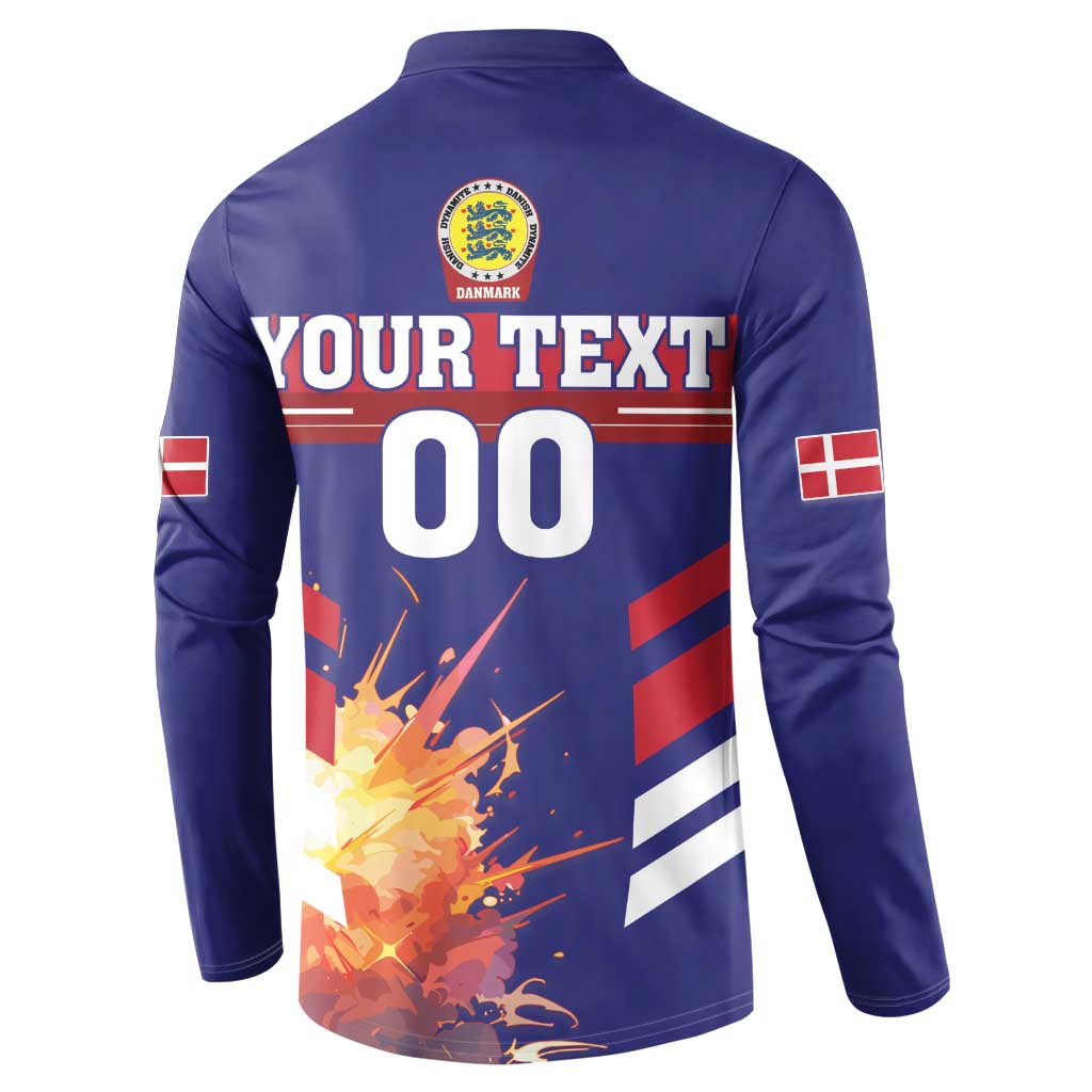 Blue football button sweatshirt back: crest and 'YOUR TEXT 00' design