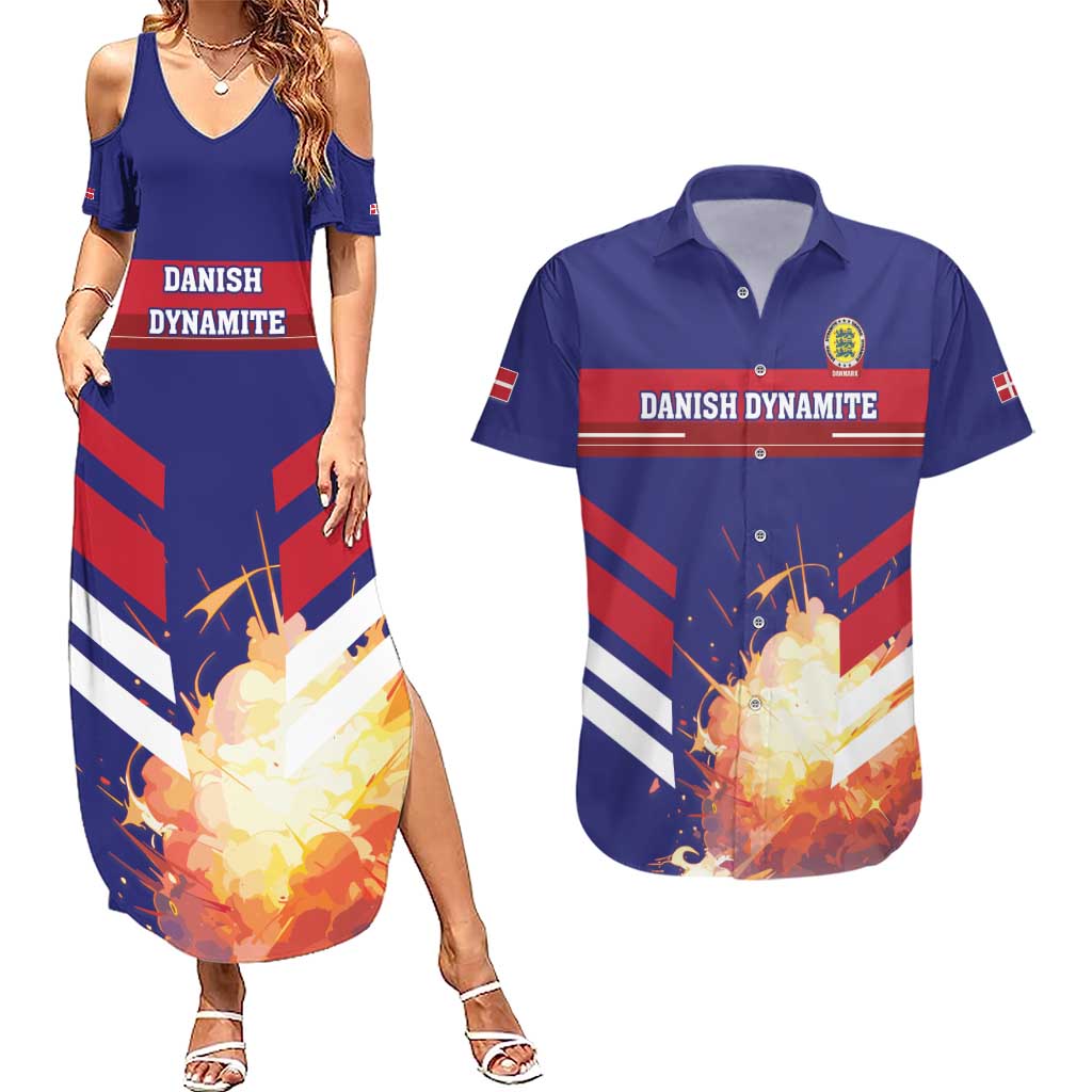 Custom Denmark Football Couples Matching Summer Maxi Dress and Hawaiian Shirt Come On Danish Dynamite - Wonder Print Shop