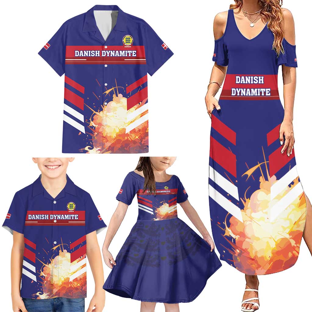 Custom Denmark Football Family Matching Summer Maxi Dress and Hawaiian Shirt Come On Danish Dynamite - Wonder Print Shop