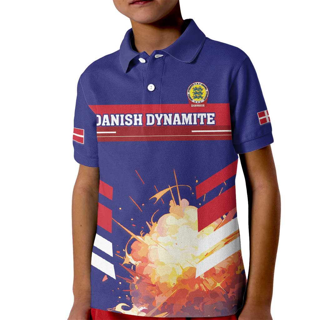 Custom Denmark Football Kid Polo Shirt Come On Danish Dynamite - Wonder Print Shop