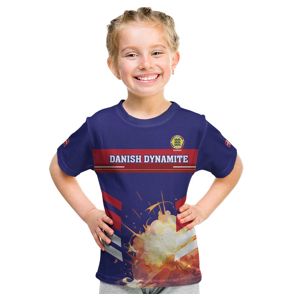 Custom Denmark Football Kid T Shirt Come On Danish Dynamite - Wonder Print Shop