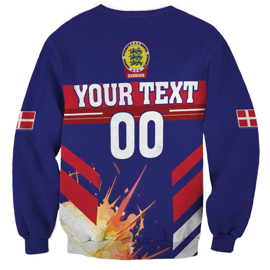 Blue crewneck football sweatshirt with back-style Your Text and number 00 graphic
