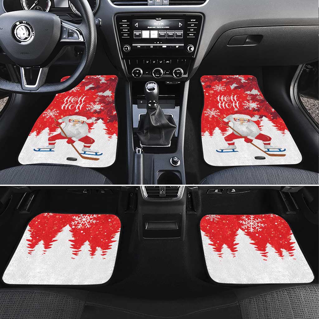 Canada Christmas Car Mats Santa Play Hockey - Winter Forest - Wonder Print Shop