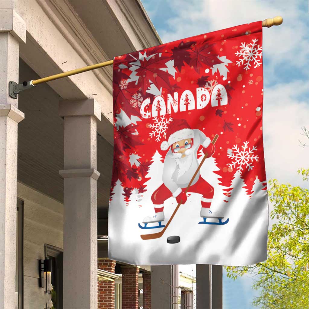 Canada Christmas Garden Flag Santa Play Hockey - Winter Forest - Wonder Print Shop