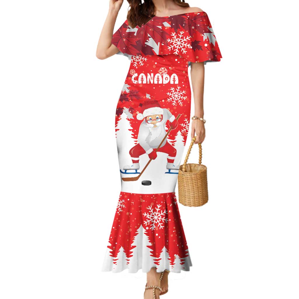 Canada Christmas Mermaid Dress Santa Play Hockey - Winter Forest - Wonder Print Shop