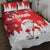 Canada Christmas Quilt Bed Set Santa Play Hockey - Winter Forest