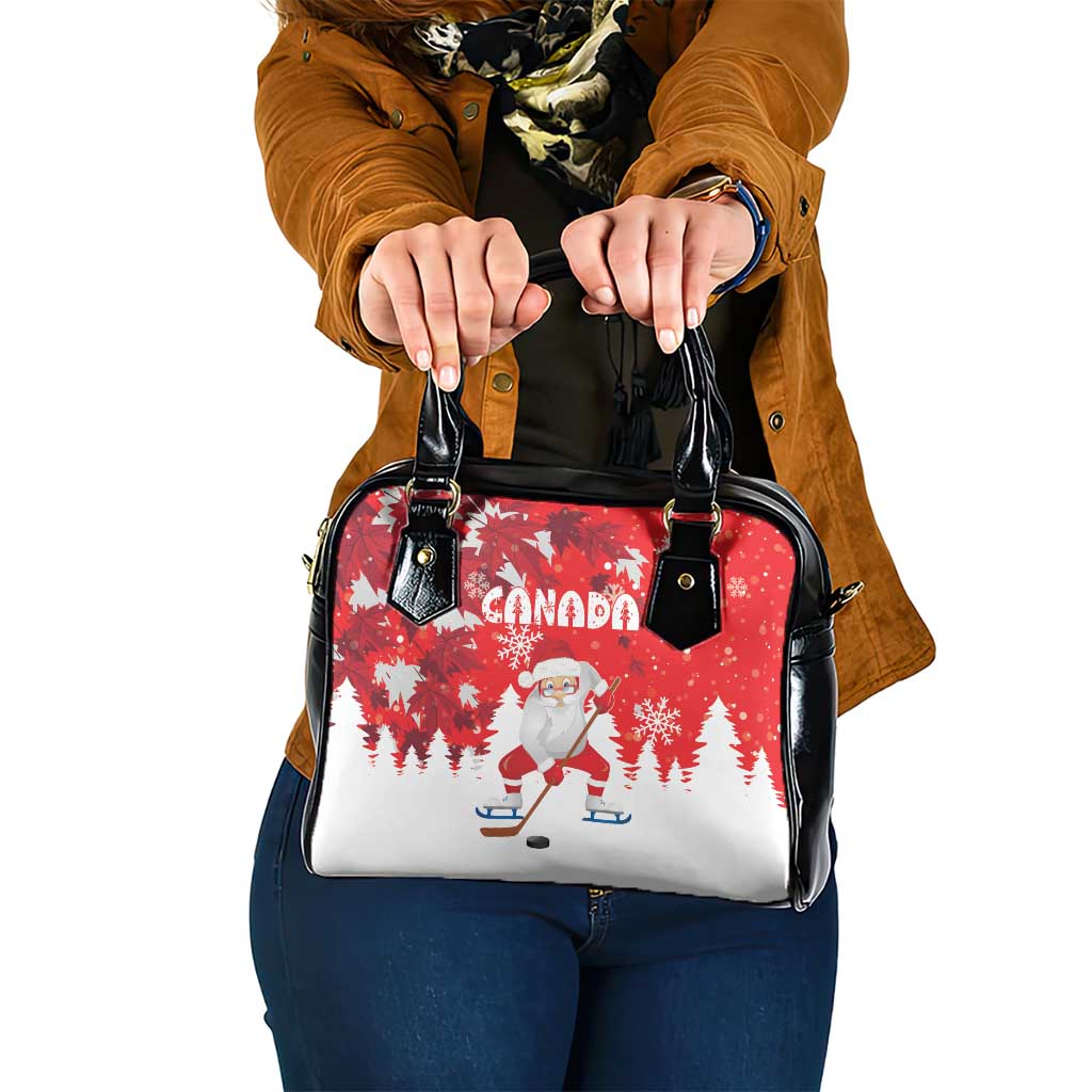 Canada Christmas Shoulder Handbag Santa Play Hockey - Winter Forest