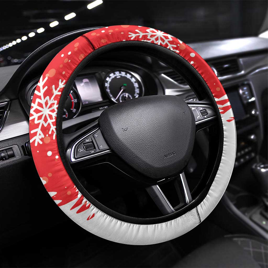 Canada Christmas Steering Wheel Cover Santa Play Hockey - Winter Forest