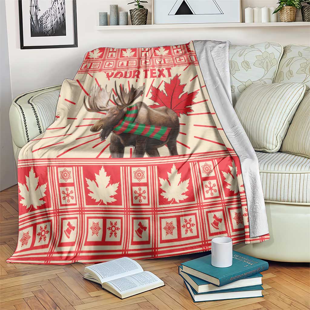 Personalized Canada Moose Blanket Maple Leaf Christmas Lightning Art