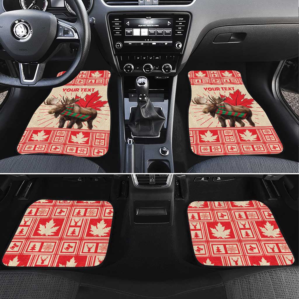 Personalized Canada Moose Car Mats Maple Leaf Christmas Lightning Art - Wonder Print Shop