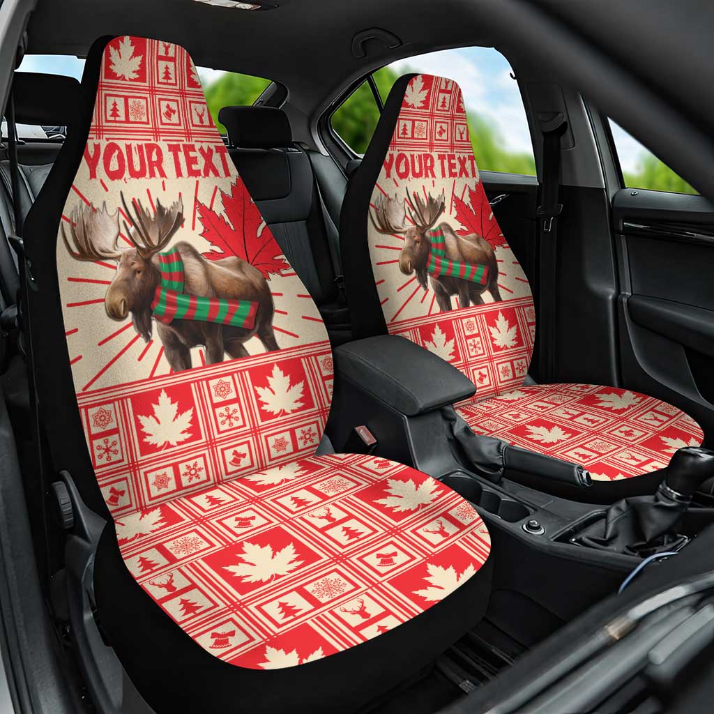 Personalized Canada Moose Car Seat Cover Maple Leaf Christmas Lightning Art