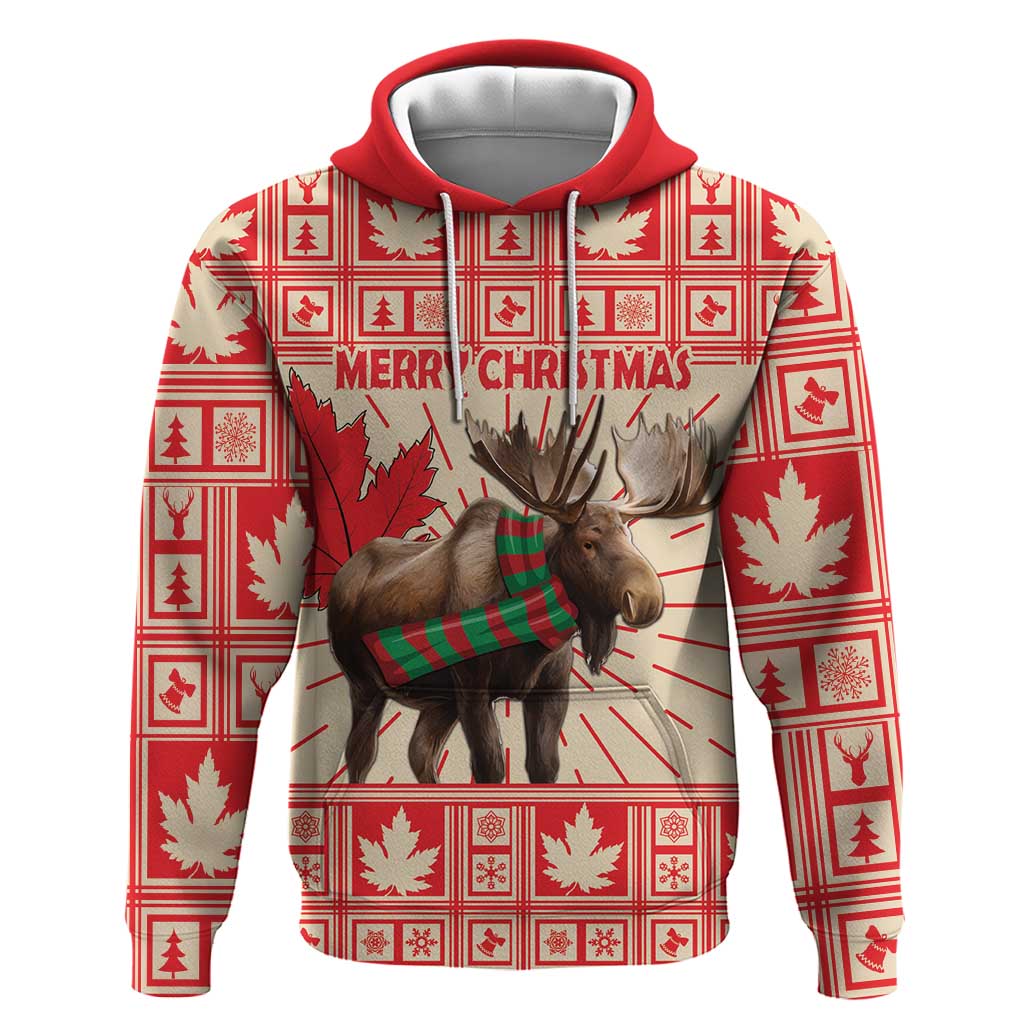 Personalized Canada Moose Hoodie Maple Leaf Christmas Lightning Art - Wonder Print Shop