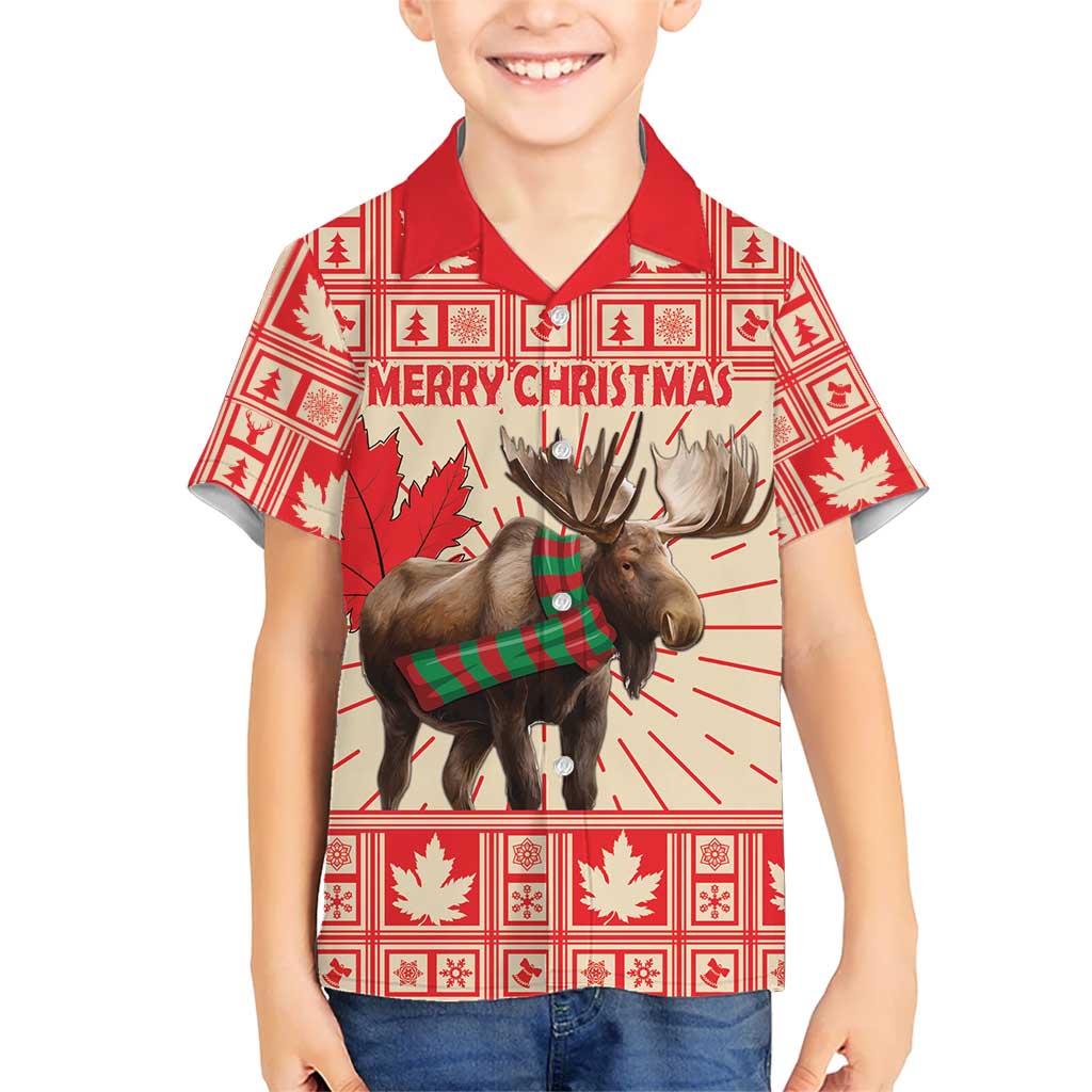 Personalized Canada Moose Kid Hawaiian Shirt Maple Leaf Christmas Lightning Art - Wonder Print Shop