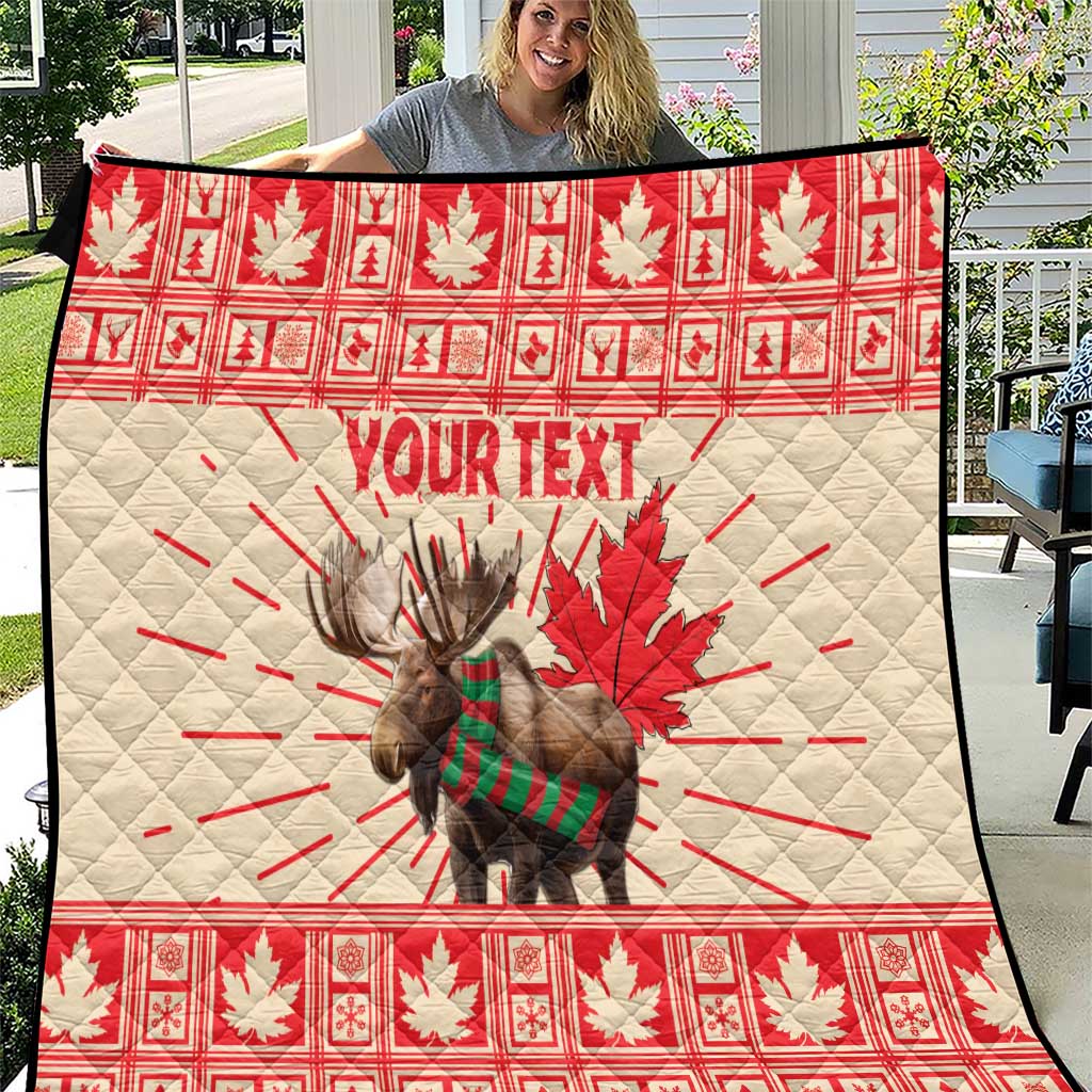 Personalized Canada Moose Quilt Maple Leaf Christmas Lightning Art - Wonder Print Shop