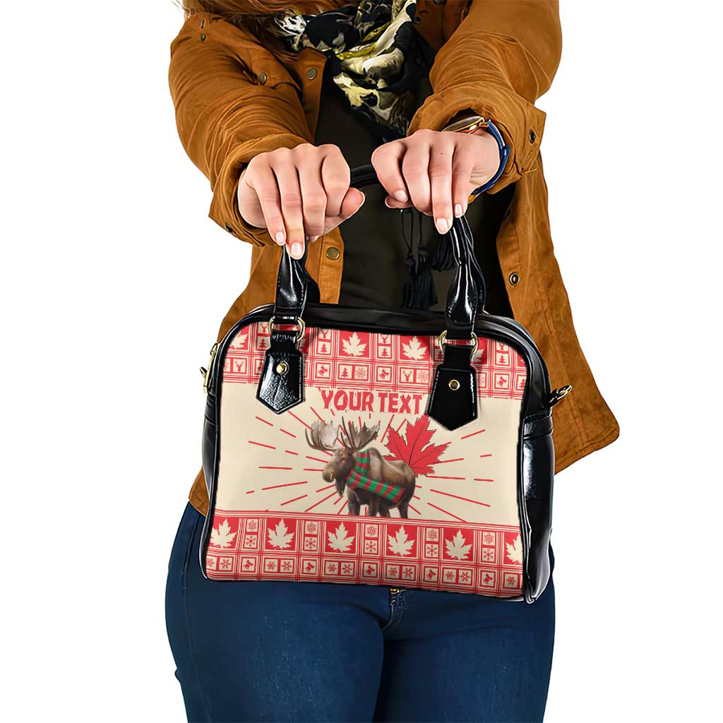 Personalized Canada Moose Shoulder Handbag Maple Leaf Christmas Lightning Art