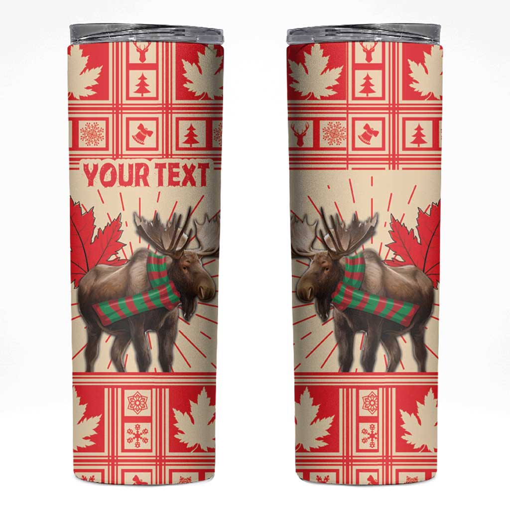 Personalized Canada Moose Skinny Tumbler Maple Leaf Christmas Lightning Art