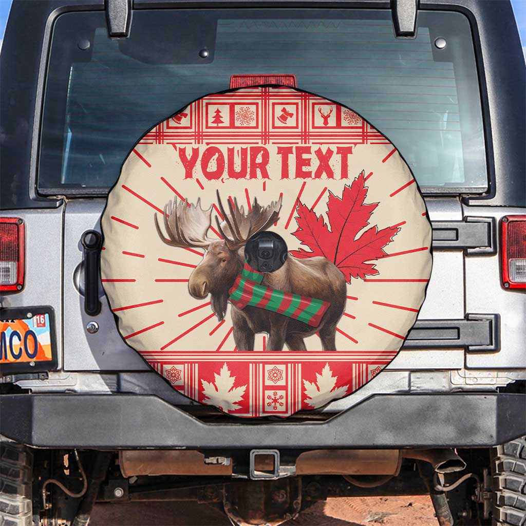 Personalized Canada Moose Spare Tire Cover Maple Leaf Christmas Lightning Art