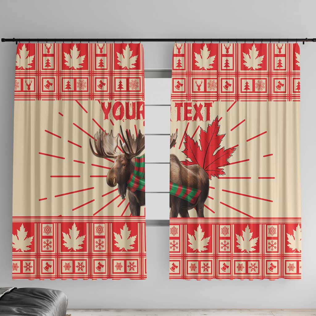 Personalized Canada Moose Window Curtain Maple Leaf Christmas Lightning Art - Wonder Print Shop