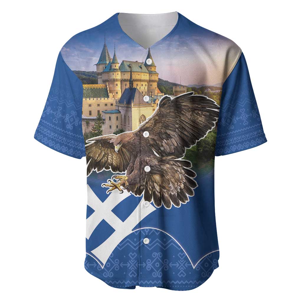 Slovakia Bojnice Castle Baseball Jersey Golden Eagle With Slovak Pattern - Wonder Print Shop